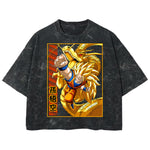 Playera streetwear premium de anime y gaming ExtraLife MX, corte boxy deluxe mineral wash heavyweight en color Acid Wash, moda urbana mexicana de culto.
