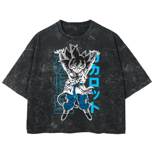 Playera streetwear premium de anime y gaming ExtraLife MX, corte boxy deluxe mineral wash heavyweight en color Acid Wash, moda urbana mexicana de culto.