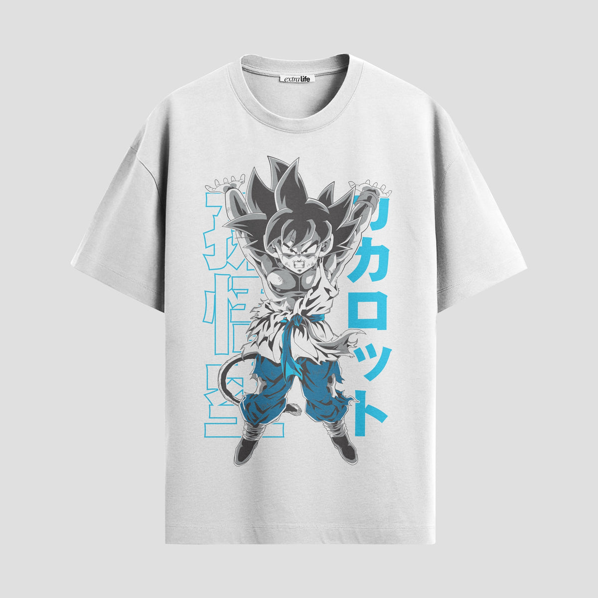 Playera urbana de anime y gaming ExtraLife MX, corte Classic Premium unisex ligero y transpirable en color Deep Black y Pure White, ropa de uso diario para gym y casual.