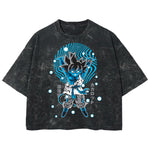 Playera streetwear premium de anime y gaming ExtraLife MX, corte boxy deluxe mineral wash heavyweight en color Acid Wash, moda urbana mexicana de culto.