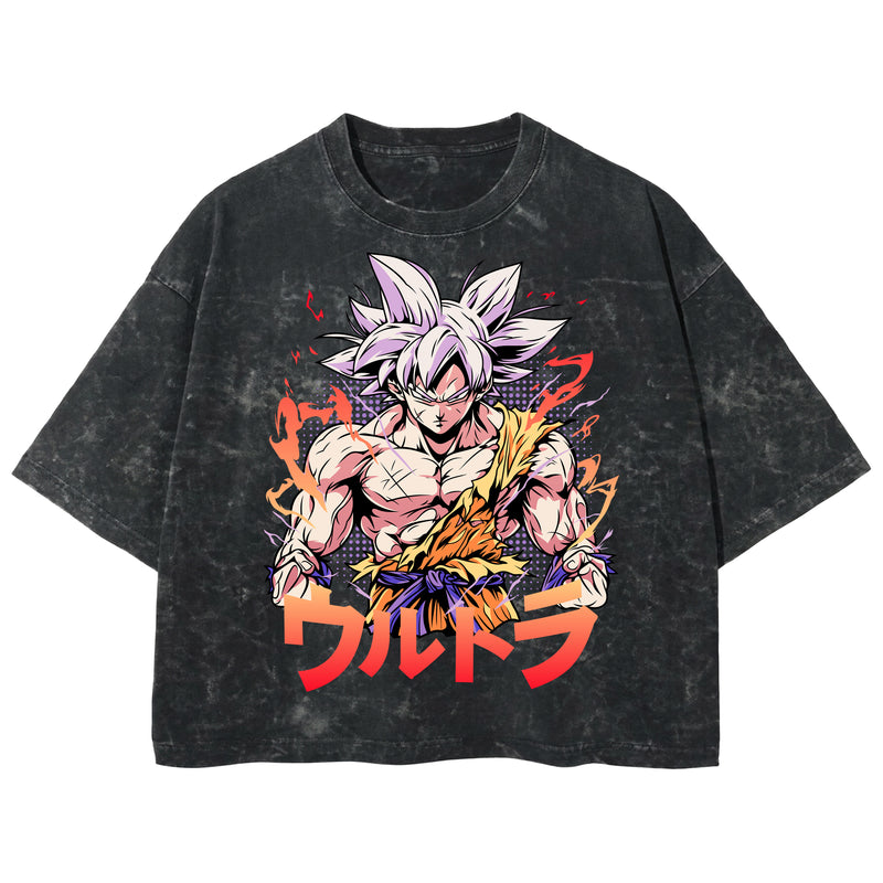 Playera streetwear premium de anime y gaming ExtraLife MX, corte boxy deluxe mineral wash heavyweight en color Acid Wash, moda urbana mexicana de culto.