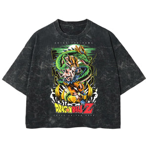 Playera streetwear premium de anime y gaming ExtraLife MX, corte boxy deluxe mineral wash heavyweight en color Acid Wash, moda urbana mexicana de culto.