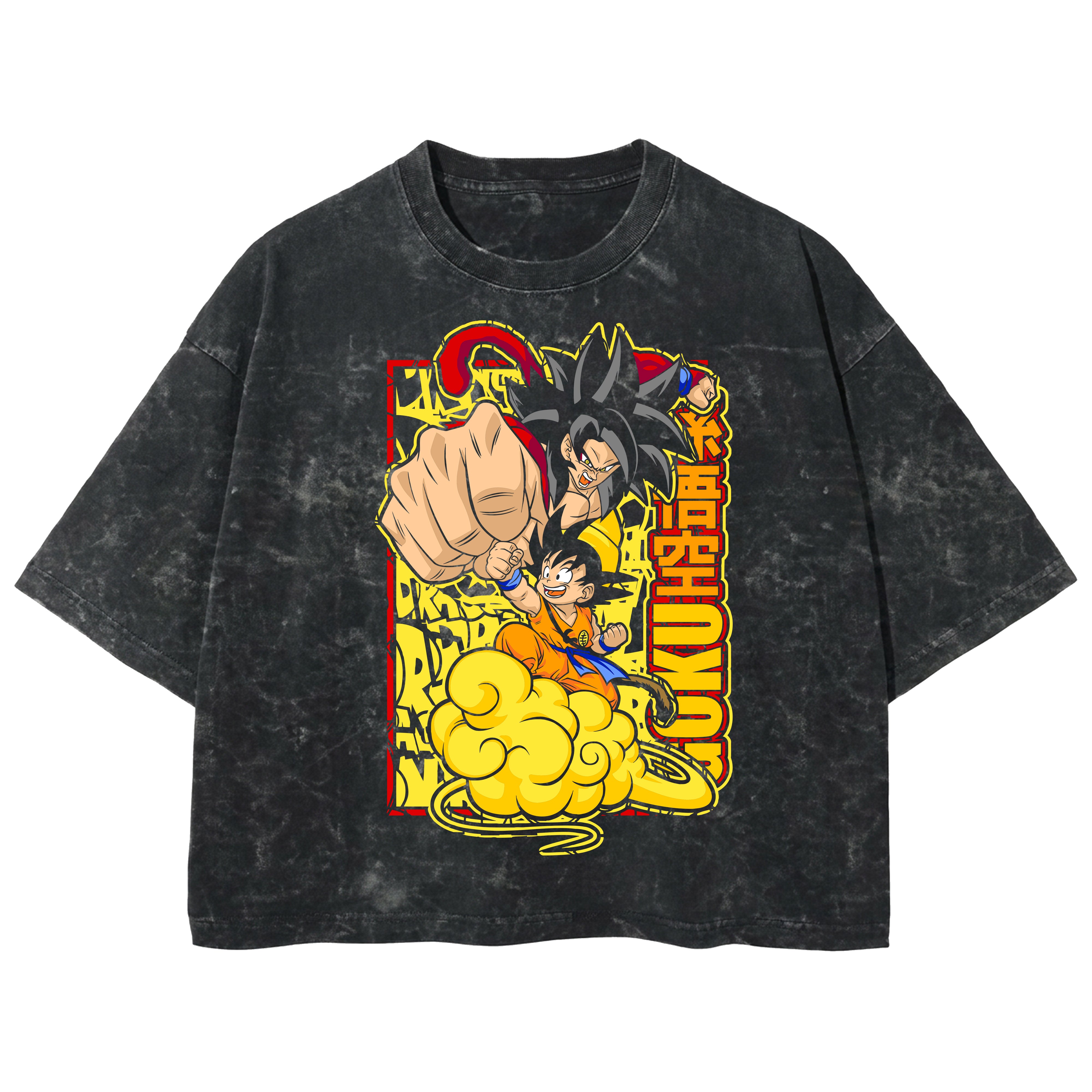 Playera streetwear premium de anime y gaming ExtraLife MX, corte boxy deluxe mineral wash heavyweight en color Acid Wash, moda urbana mexicana de culto.