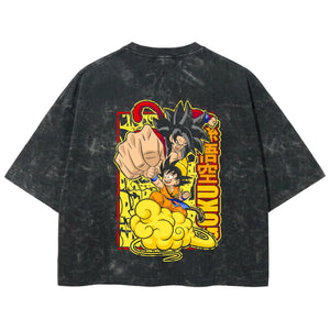 Playera streetwear premium de anime y gaming ExtraLife MX, corte boxy deluxe mineral wash heavyweight en color Acid Wash, moda urbana mexicana de culto.