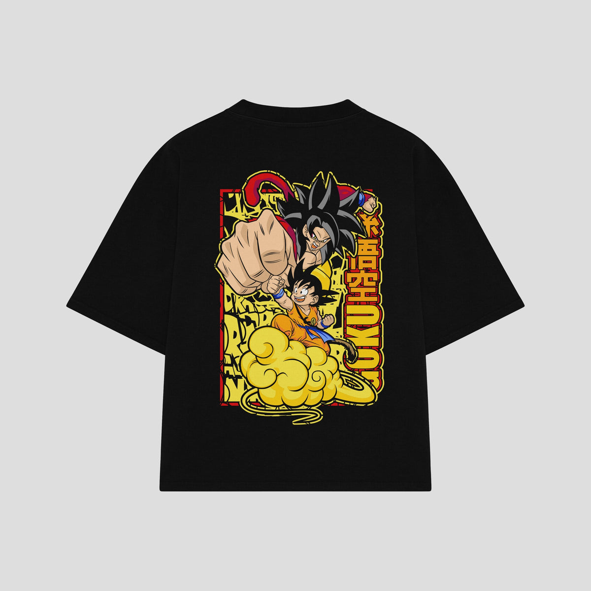 Playera streetwear premium de anime y gaming ExtraLife MX, corte oversized drop shoulder ligero y fresco en color Deep Black y Off-White, moda urbana mexicana de culto.