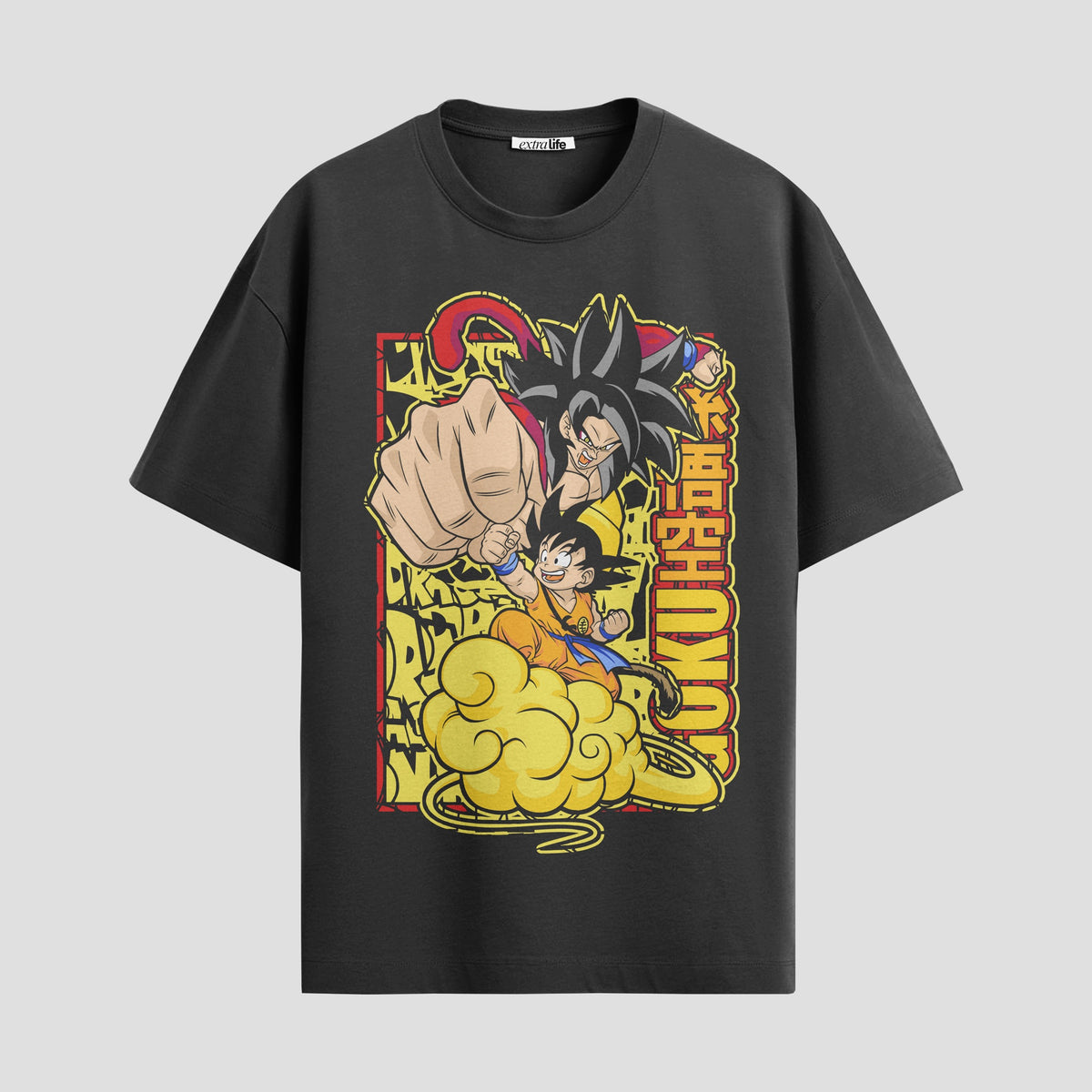 Playera urbana de anime y gaming ExtraLife MX, corte Classic Premium unisex ligero y transpirable en color Deep Black y Pure White, ropa de uso diario para gym y casual.