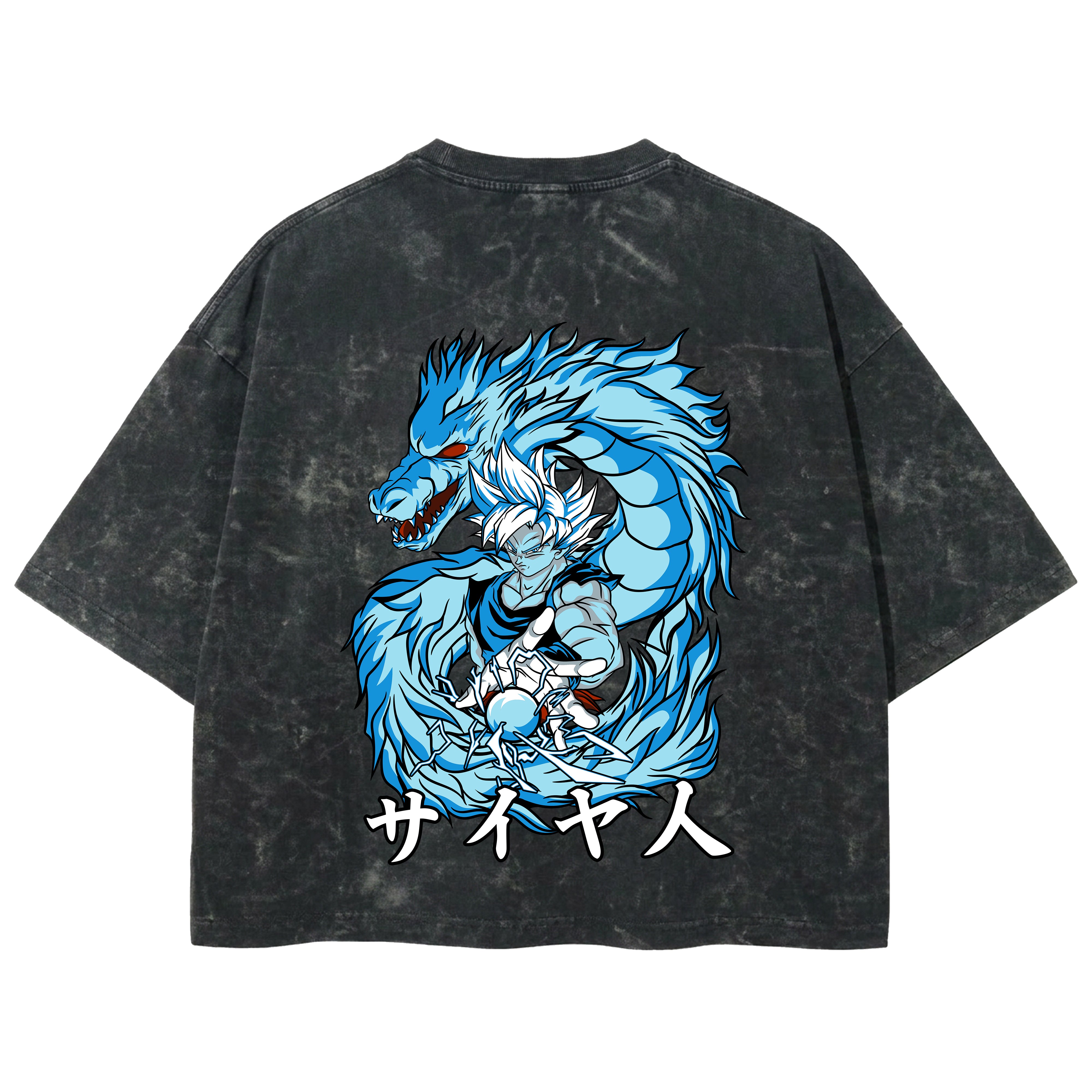 Playera streetwear premium de anime y gaming ExtraLife MX, corte boxy deluxe mineral wash heavyweight en color Acid Wash, moda urbana mexicana de culto.