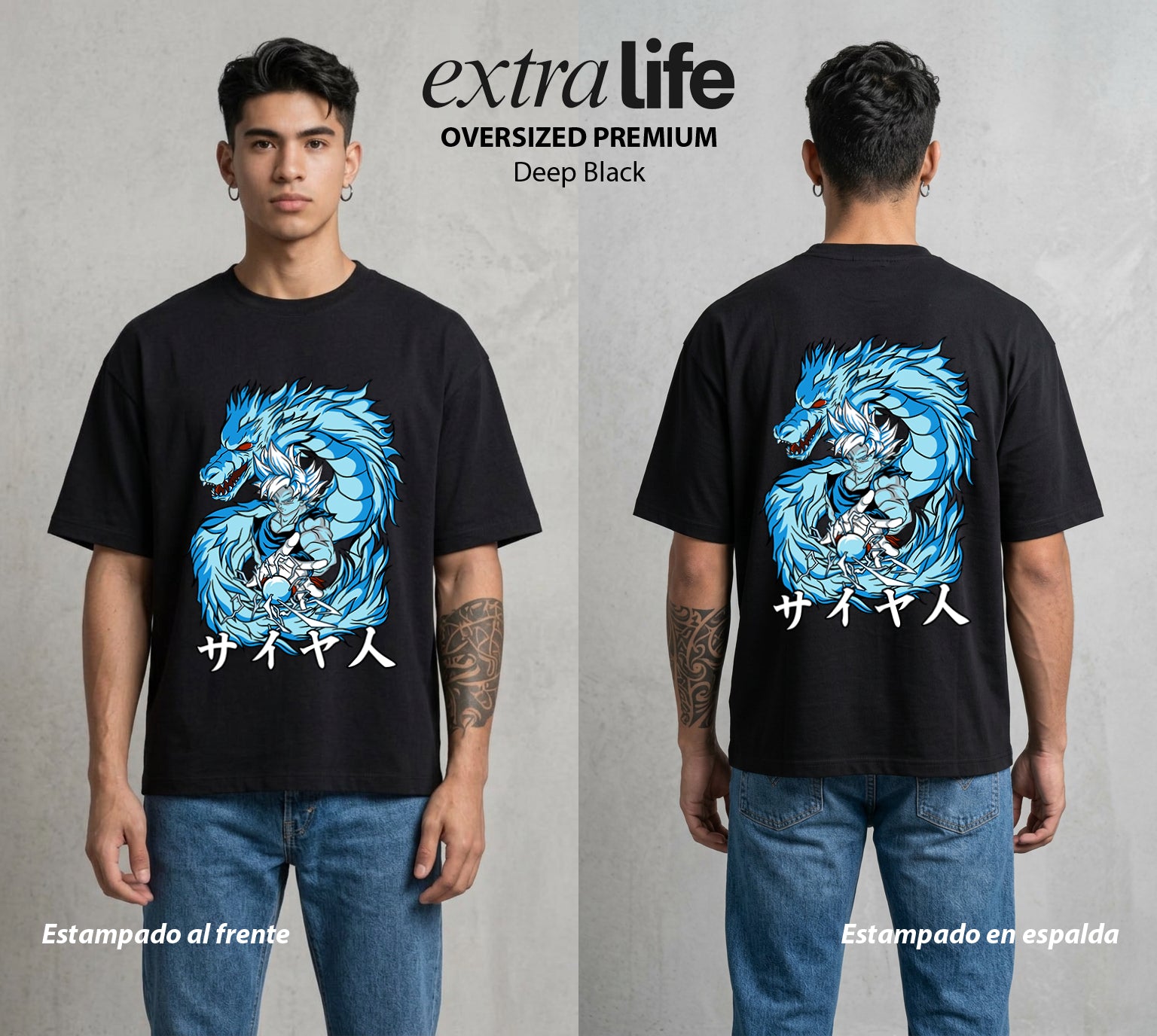 El Poder de las Esferas | El Campeon del Universo #00773 - Playera Oversized Premium | Deep Black - Foto en modelo