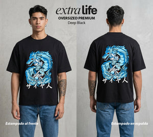 El Poder de las Esferas | El Campeon del Universo #00773 - Playera Oversized Premium | Deep Black - Foto en modelo