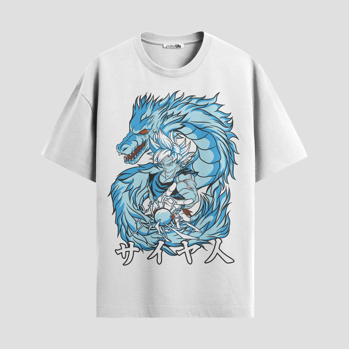 Playera urbana de anime y gaming ExtraLife MX, corte Classic Premium unisex ligero y transpirable en color Deep Black y Pure White, ropa de uso diario para gym y casual.