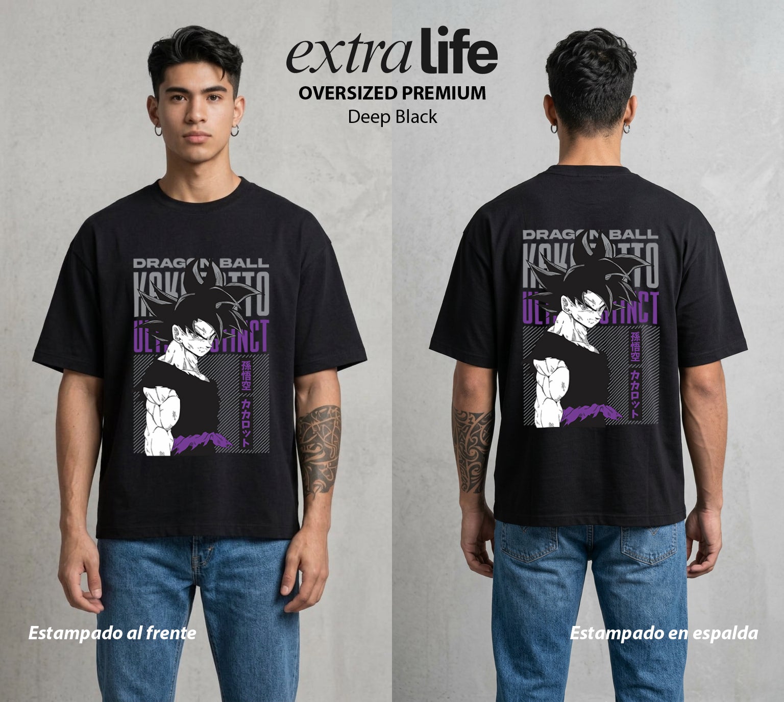 El Poder de las Esferas | Energia sin Fin #00774 - Playera Oversized Premium | Deep Black - Foto en modelo