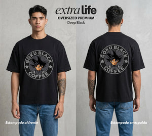 El Poder de las Esferas | Guerrero de las Estrellas #00776 - Playera Oversized Premium | Deep Black - Foto en modelo