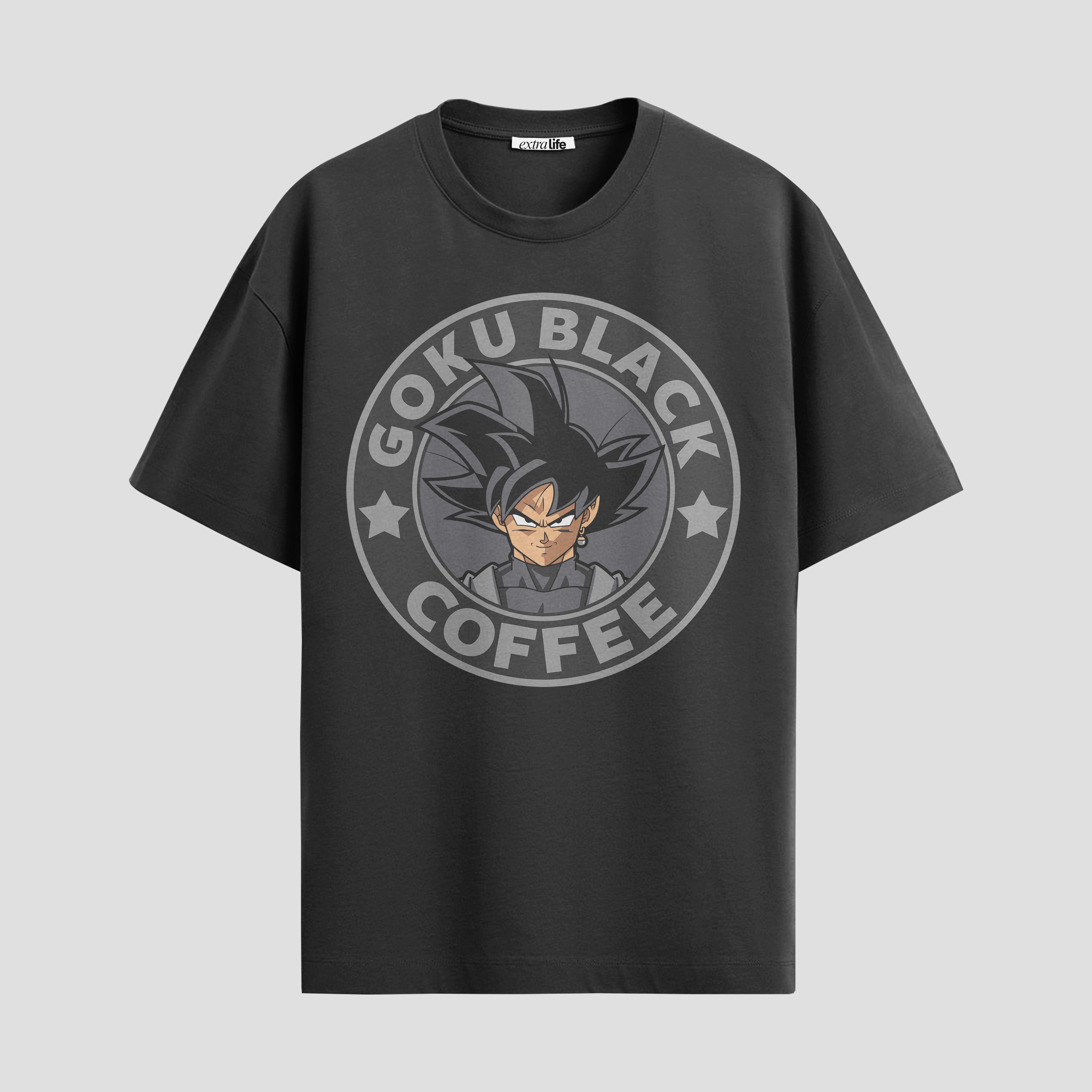 Playera urbana de anime y gaming ExtraLife MX, corte Standard Fit unisex ligero y transpirable en color Deep Black y Pure White, ropa de uso diario para gym y casual.