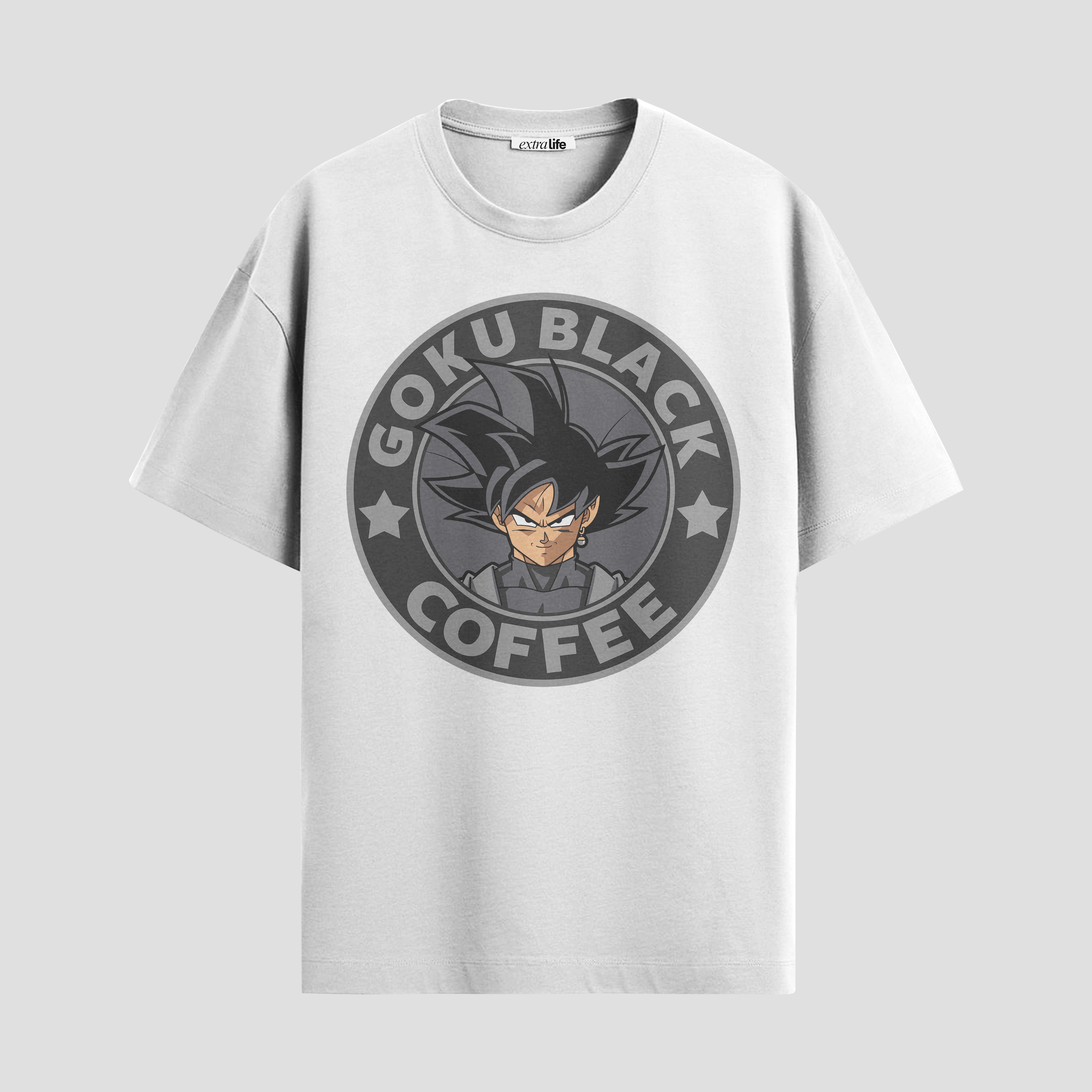 Playera urbana de anime y gaming ExtraLife MX, corte Standard Fit unisex ligero y transpirable en color Deep Black y Pure White, ropa de uso diario para gym y casual.