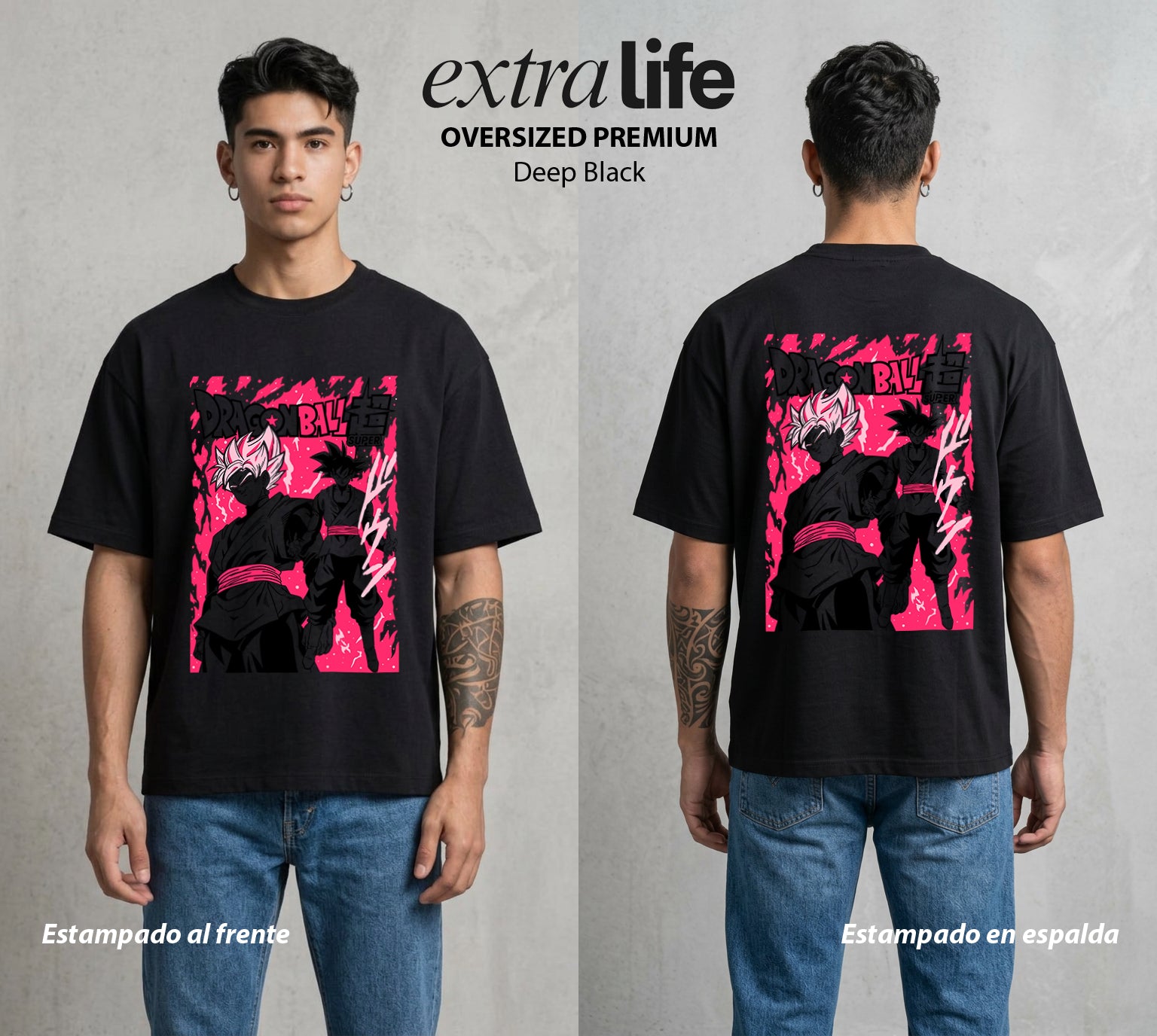 El Poder de las Esferas | Guerrero de las Estrellas #00777 - Playera Oversized Premium | Deep Black - Foto en modelo