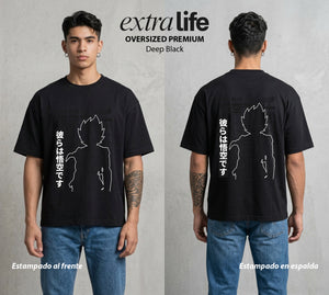 El Poder de las Esferas | El Saiyajin del Bien #00779 - Playera Oversized Premium | Deep Black - Foto en modelo