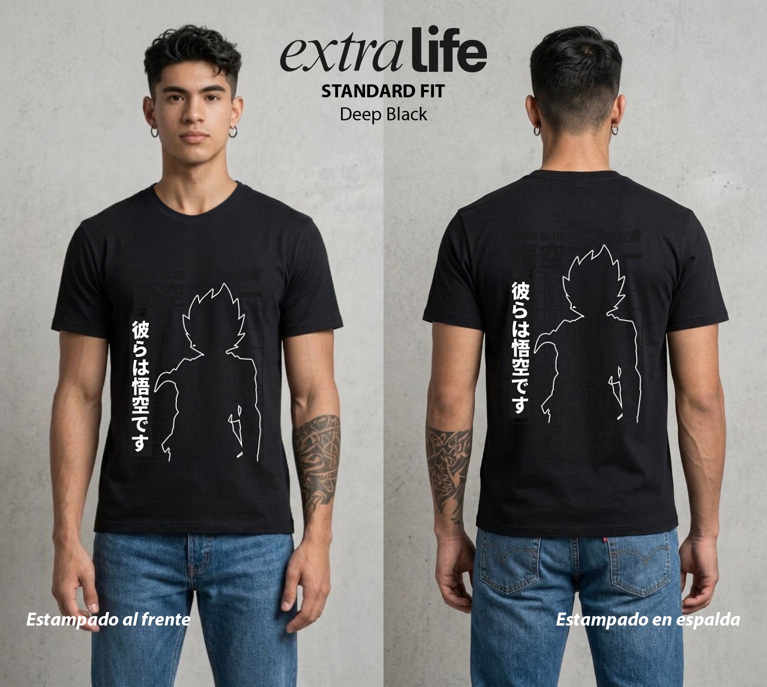 El Poder de las Esferas | El Saiyajin del Bien #00779 - Playera Standard Fit | Deep Black - Foto en modelo