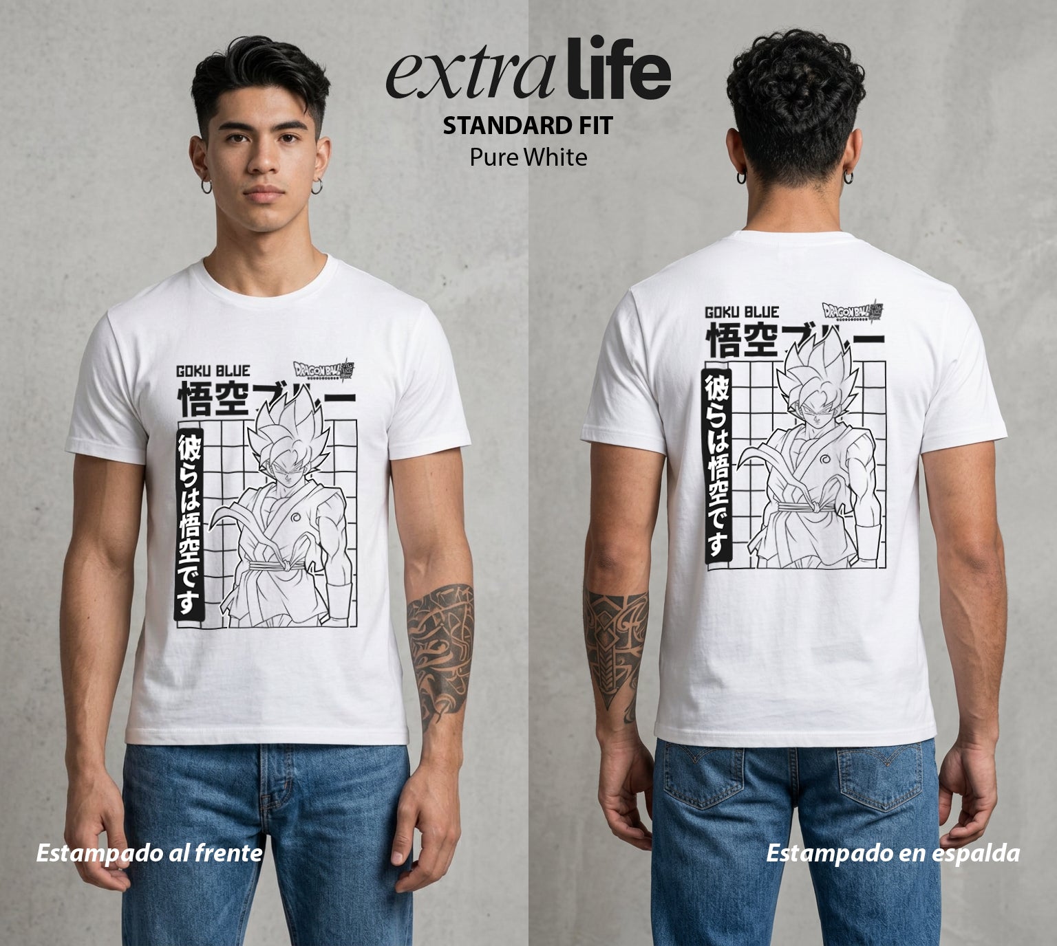 El Poder de las Esferas | El Saiyajin del Bien #00779 - Playera Standard Fit | Pure White - Foto en modelo