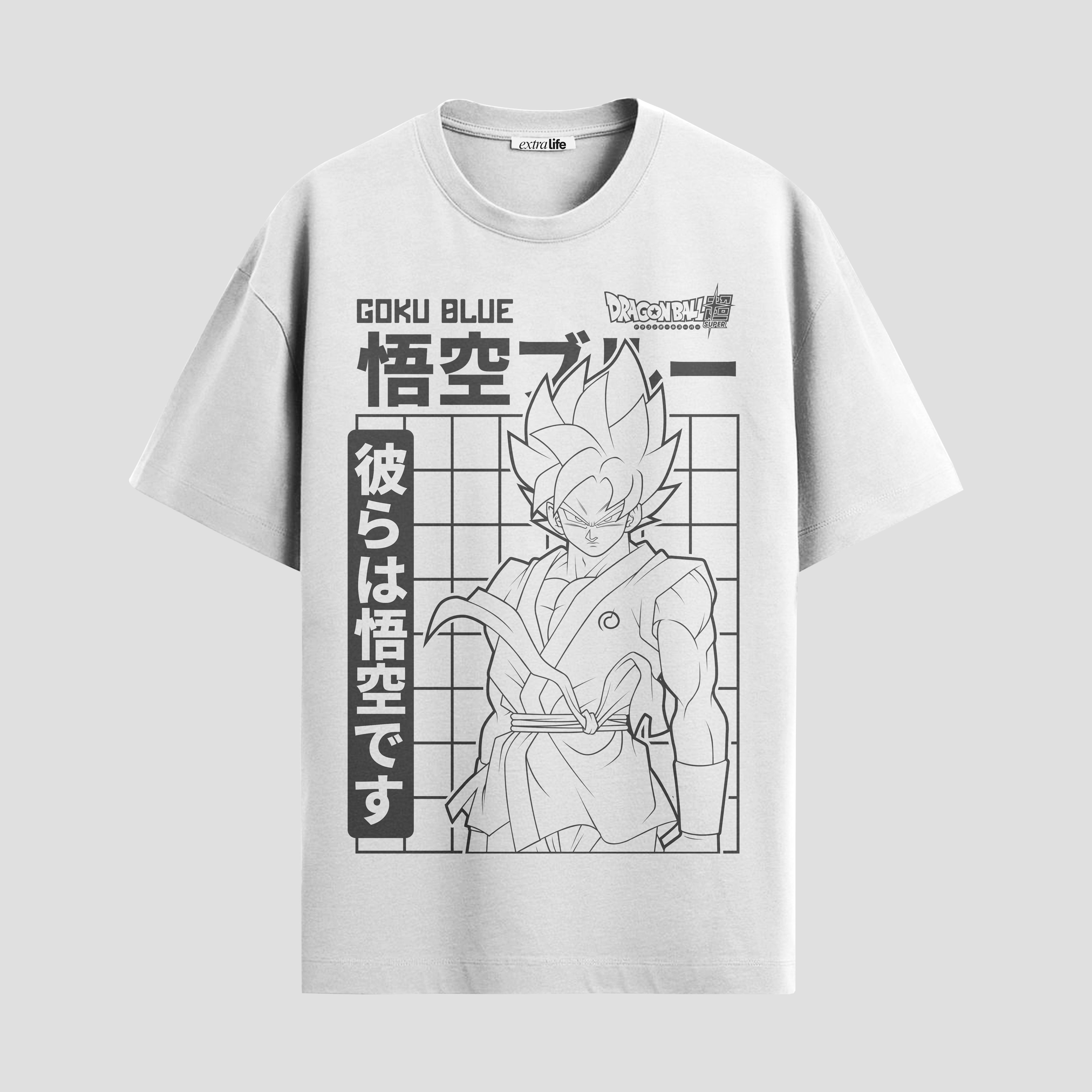 Playera urbana de anime y gaming ExtraLife MX, corte Standard Fit unisex ligero y transpirable en color Deep Black y Pure White, ropa de uso diario para gym y casual.