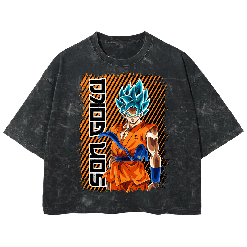 Playera streetwear premium de anime y gaming ExtraLife MX, corte boxy deluxe mineral wash heavyweight en color Acid Wash, moda urbana mexicana de culto.