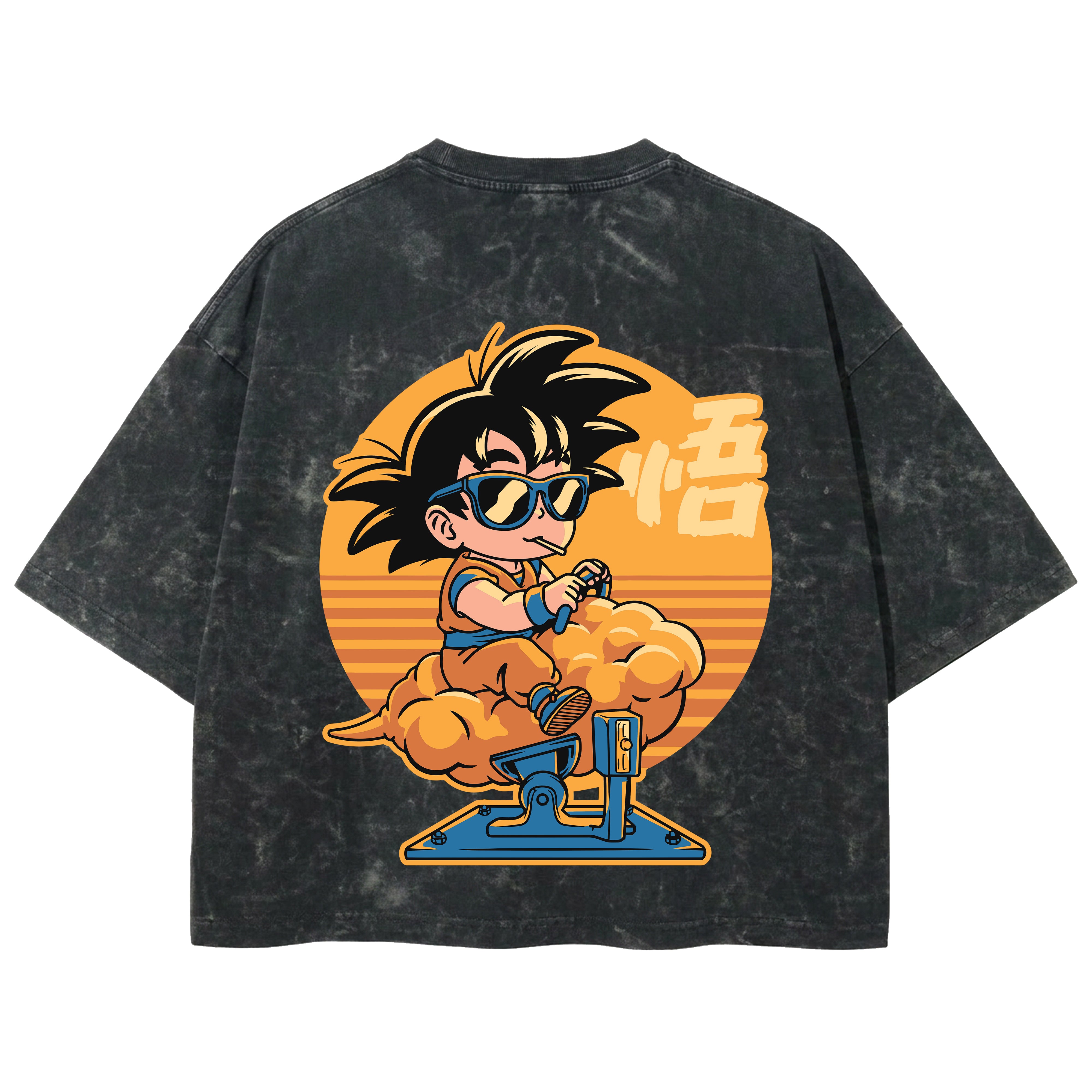 Playera streetwear premium de anime y gaming ExtraLife MX, corte boxy deluxe mineral wash heavyweight en color Acid Wash, moda urbana mexicana de culto.