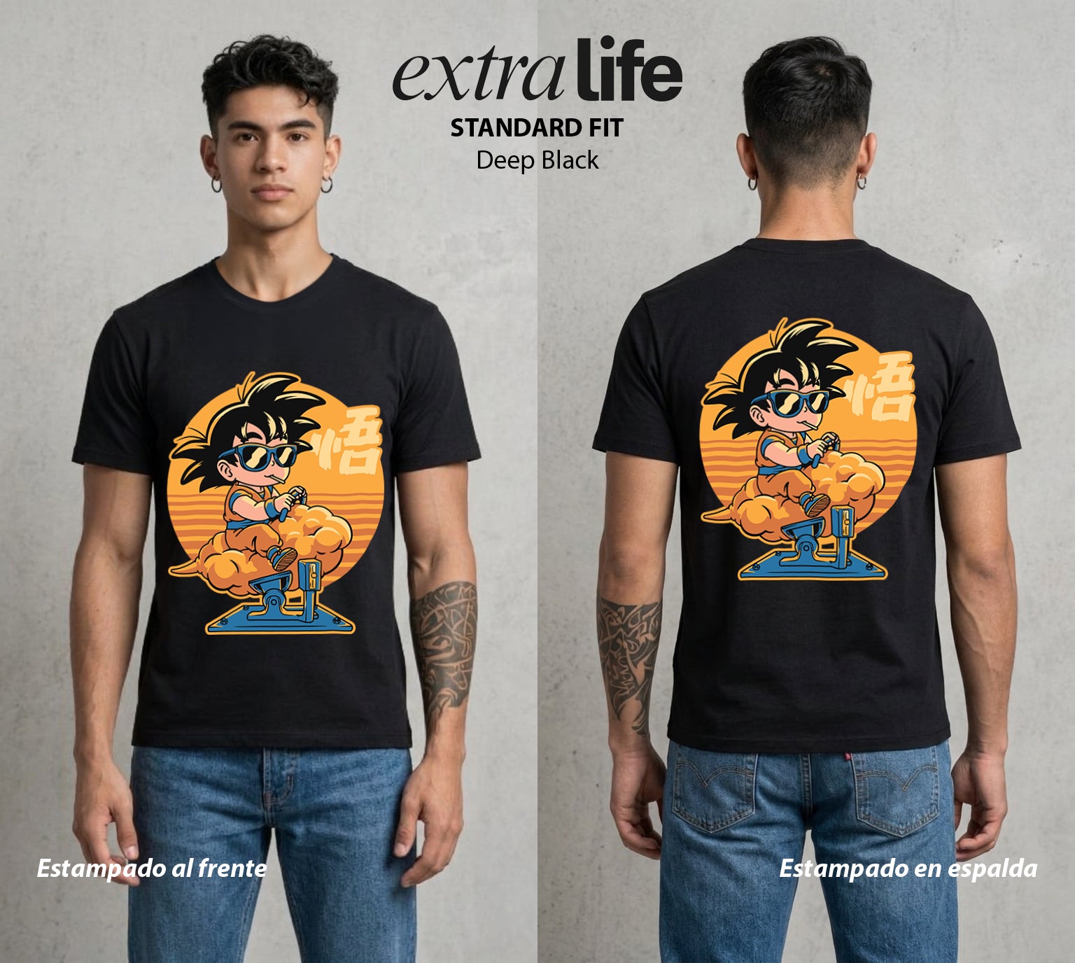 El Poder de las Esferas | Guerrero de las Estrellas #00781 - Playera Standard Fit | Deep Black - Foto en modelo