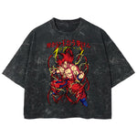 Playera streetwear premium de anime y gaming ExtraLife MX, corte boxy deluxe mineral wash heavyweight en color Acid Wash, moda urbana mexicana de culto.