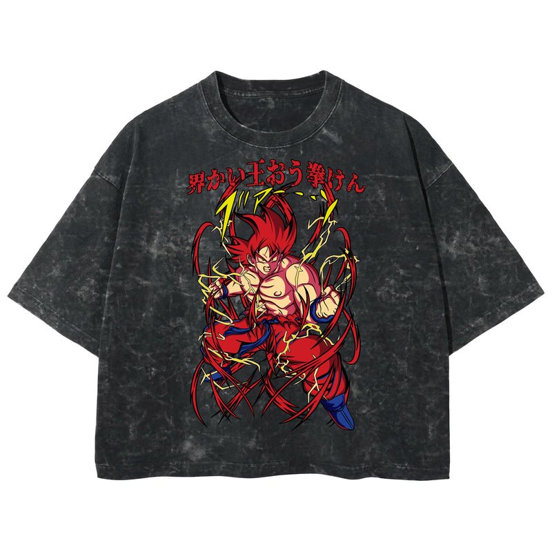 Playera streetwear premium de anime y gaming ExtraLife MX, corte boxy deluxe mineral wash heavyweight en color Acid Wash, moda urbana mexicana de culto.