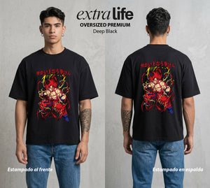 El Poder de las Esferas | Guerrero de las Estrellas #00782 - Playera Oversized Premium | Deep Black - Foto en modelo