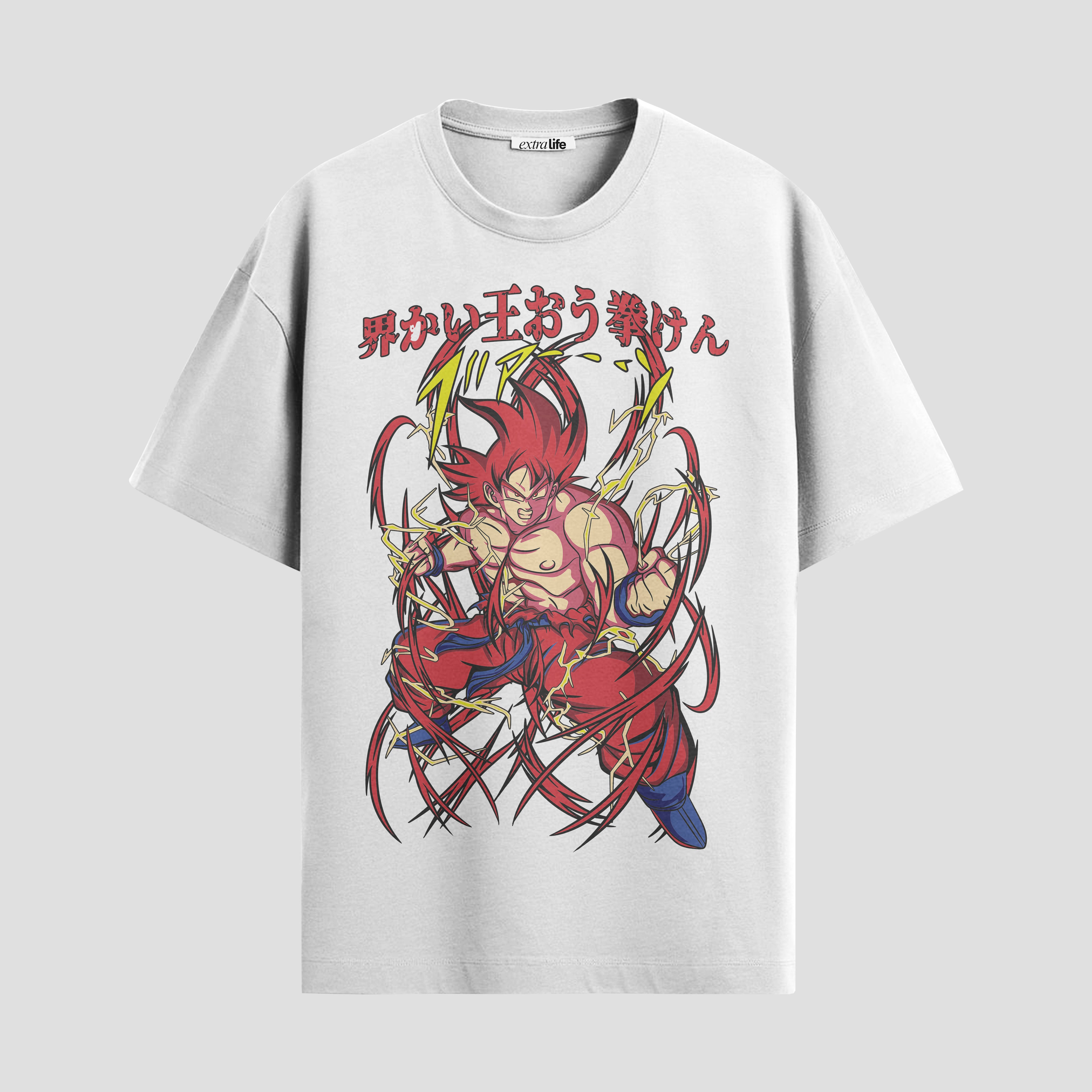 Playera urbana de anime y gaming ExtraLife MX, corte Standard Fit unisex ligero y transpirable en color Deep Black y Pure White, ropa de uso diario para gym y casual.