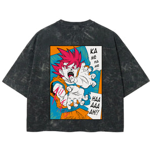 Playera streetwear premium de anime y gaming ExtraLife MX, corte boxy deluxe mineral wash heavyweight en color Acid Wash, moda urbana mexicana de culto.