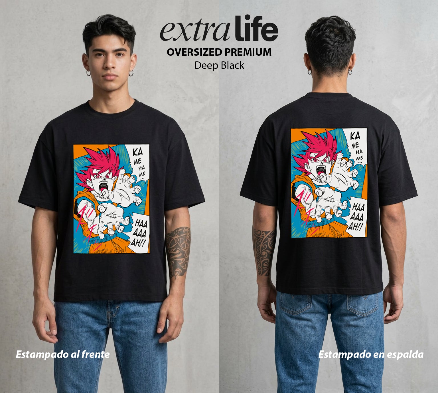 El Poder de las Esferas | Guerrero de las Estrellas #00783 - Playera Oversized Premium | Deep Black - Foto en modelo