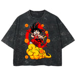 Playera streetwear premium de anime y gaming ExtraLife MX, corte boxy deluxe mineral wash heavyweight en color Acid Wash, moda urbana mexicana de culto.