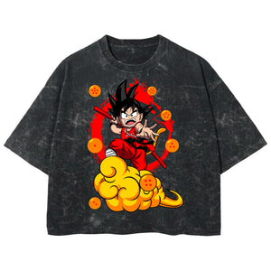 Playera streetwear premium de anime y gaming ExtraLife MX, corte boxy deluxe mineral wash heavyweight en color Acid Wash, moda urbana mexicana de culto.