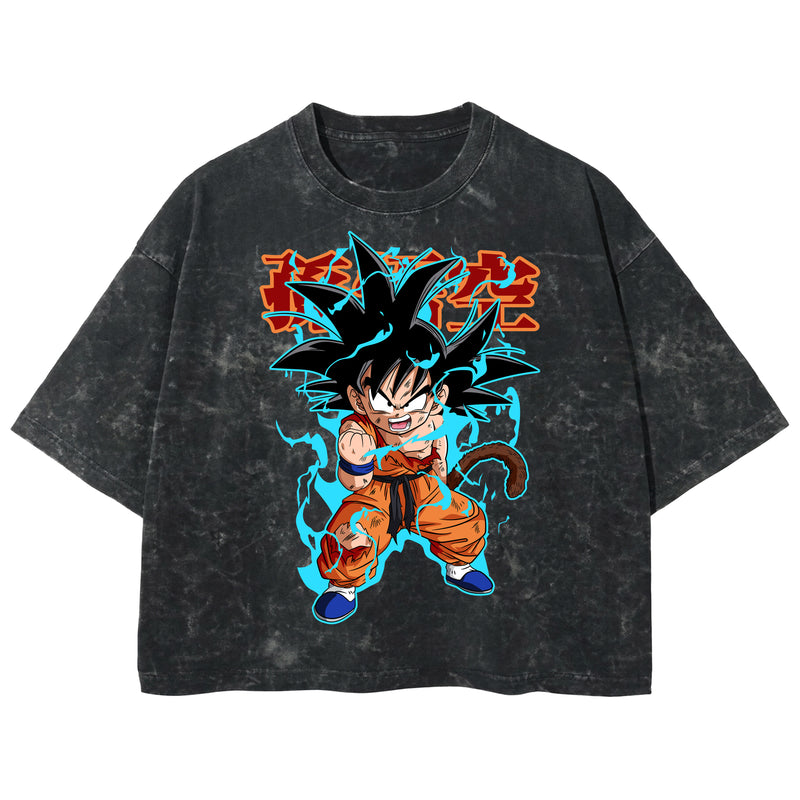 Playera streetwear premium de anime y gaming ExtraLife MX, corte boxy deluxe mineral wash heavyweight en color Acid Wash, moda urbana mexicana de culto.
