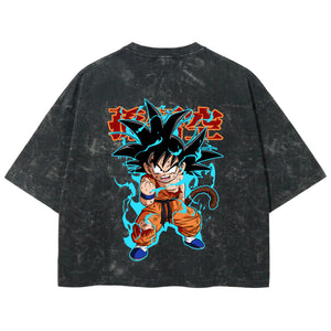 Playera streetwear premium de anime y gaming ExtraLife MX, corte boxy deluxe mineral wash heavyweight en color Acid Wash, moda urbana mexicana de culto.