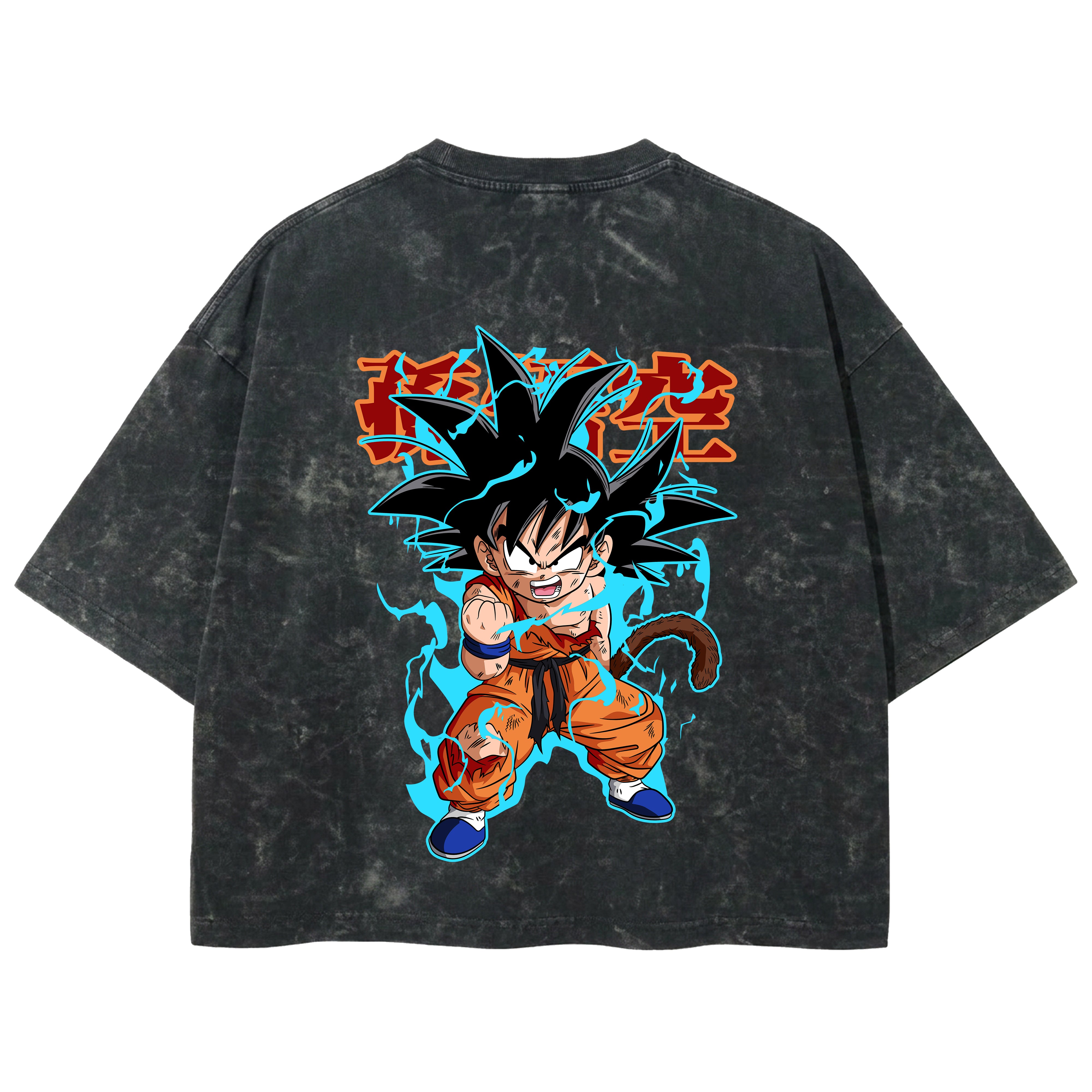 Playera streetwear premium de anime y gaming ExtraLife MX, corte boxy deluxe mineral wash heavyweight en color Acid Wash, moda urbana mexicana de culto.