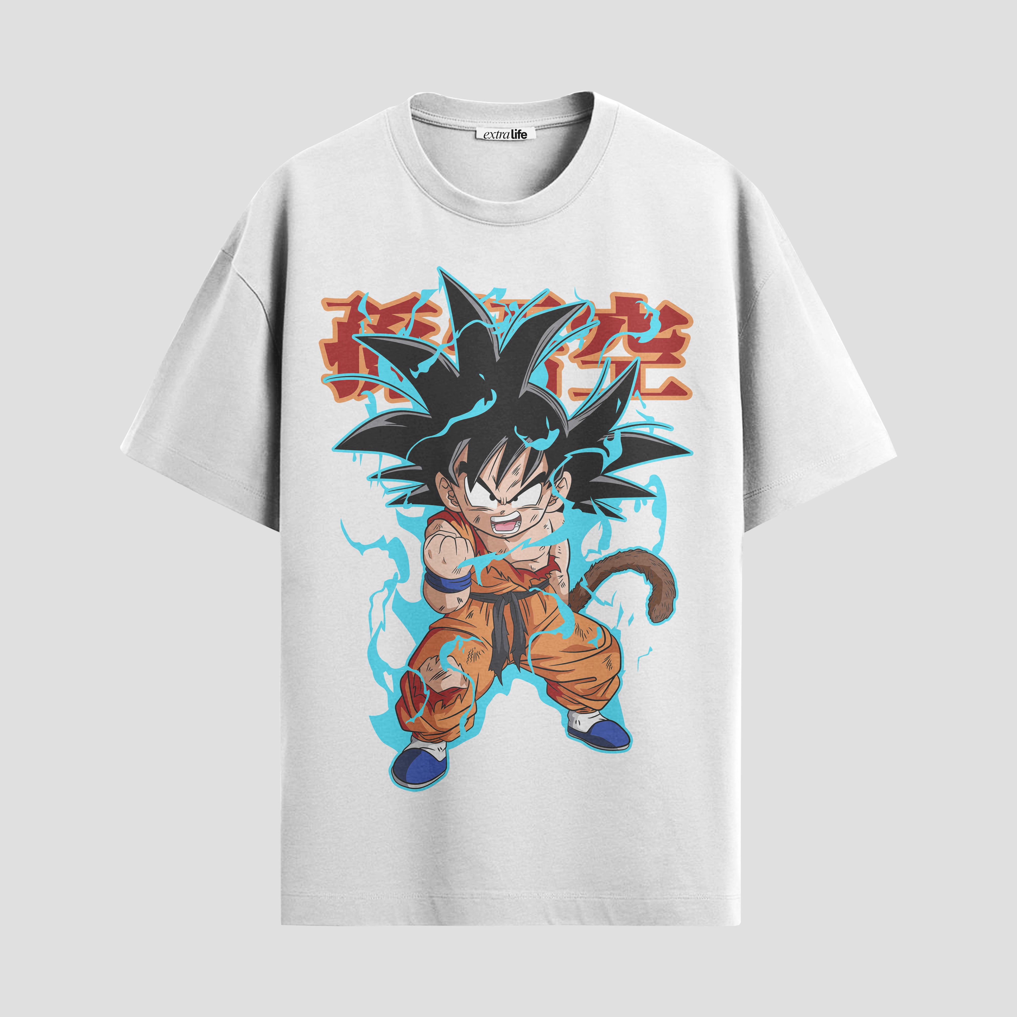 Playera urbana de anime y gaming ExtraLife MX, corte Standard Fit unisex ligero y transpirable en color Deep Black y Pure White, ropa de uso diario para gym y casual.