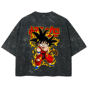Playera streetwear premium de anime y gaming ExtraLife MX, corte boxy deluxe mineral wash heavyweight en color Acid Wash, moda urbana mexicana de culto.