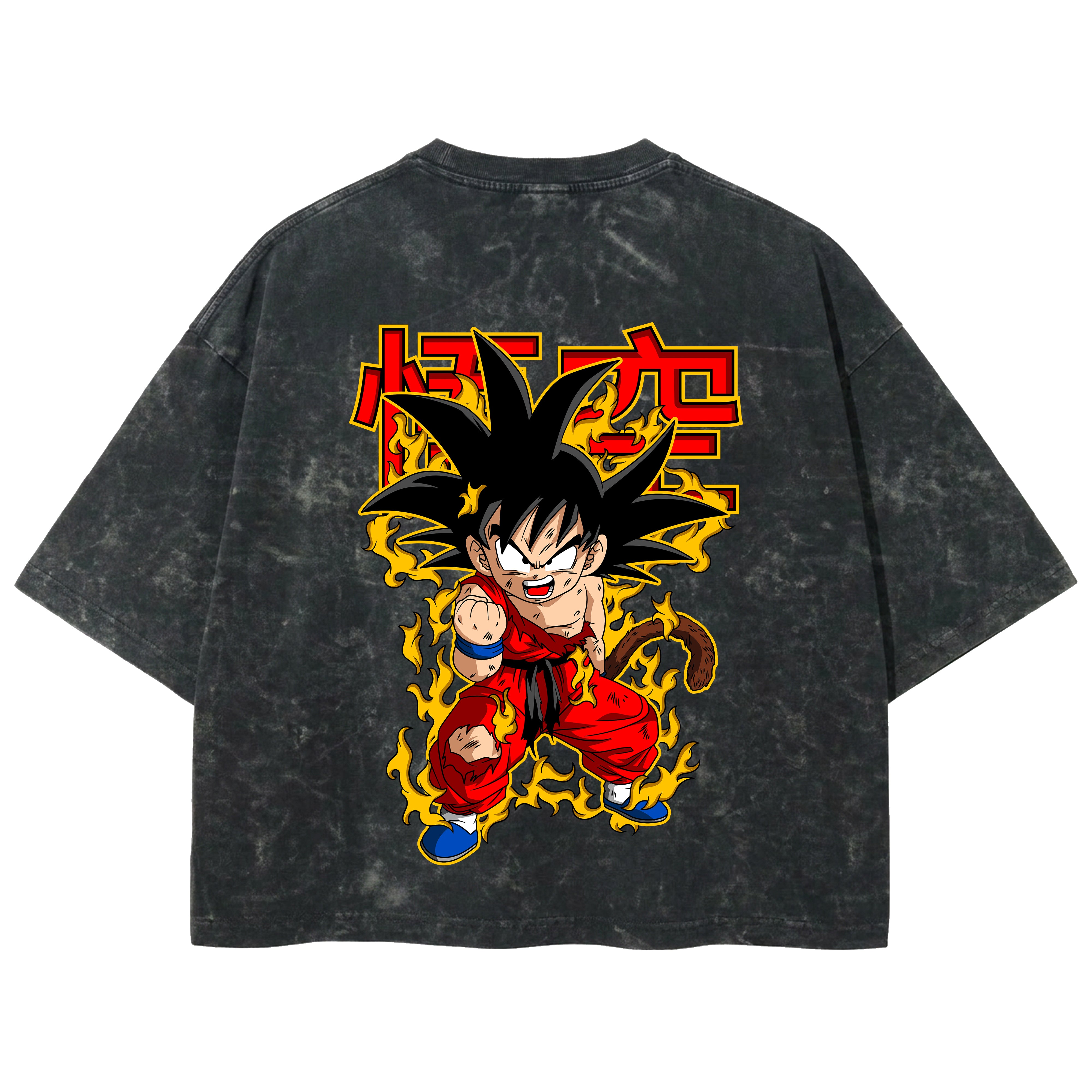 Playera streetwear premium de anime y gaming ExtraLife MX, corte boxy deluxe mineral wash heavyweight en color Acid Wash, moda urbana mexicana de culto.
