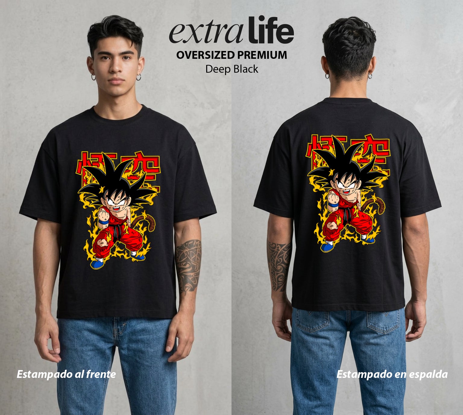 El Poder de las Esferas | El Elegido del Universo #00787 - Playera Oversized Premium | Deep Black - Foto en modelo