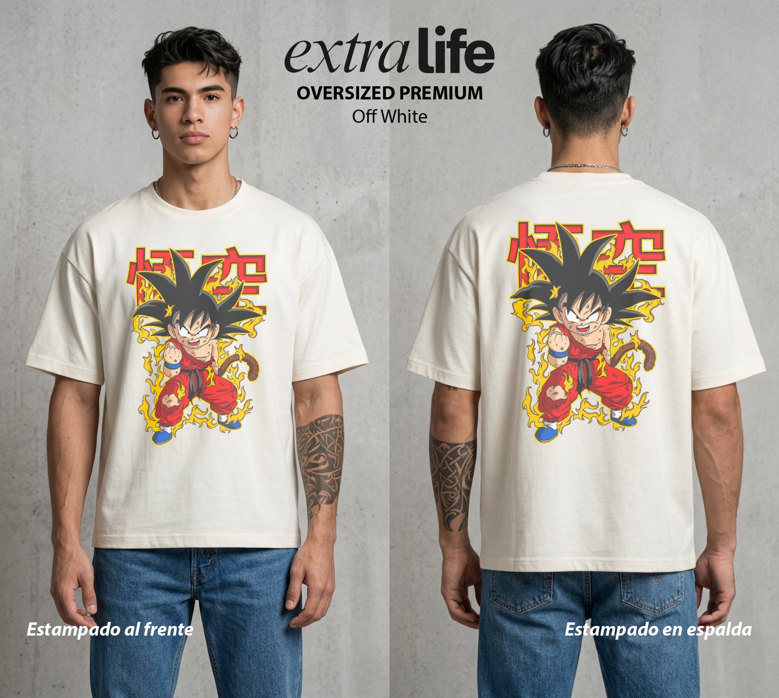 El Poder de las Esferas | El Elegido del Universo #00787 - Playera Oversized Premium | Off White - Foto en modelo