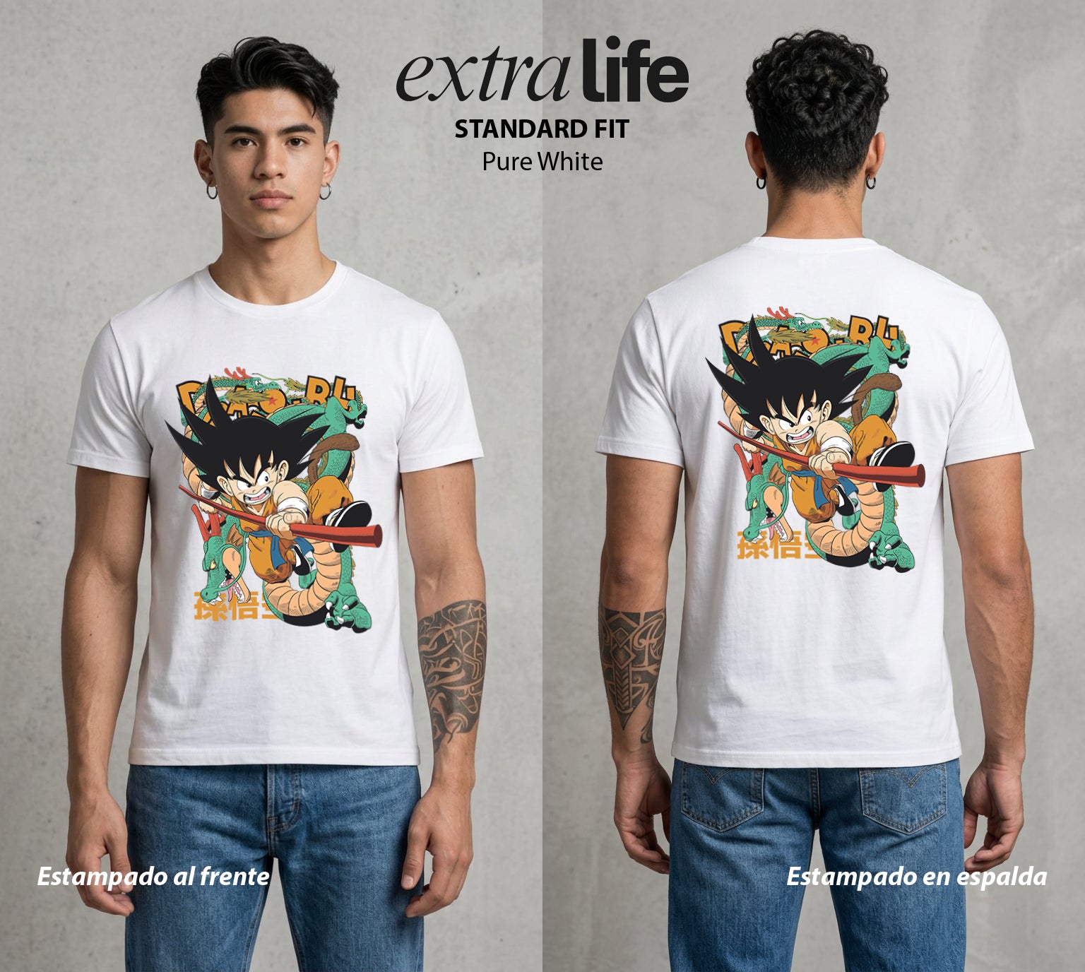 El Poder de las Esferas | El Dragon de los Deseos #00790 - Playera Standard Fit | Pure White - Foto en modelo
