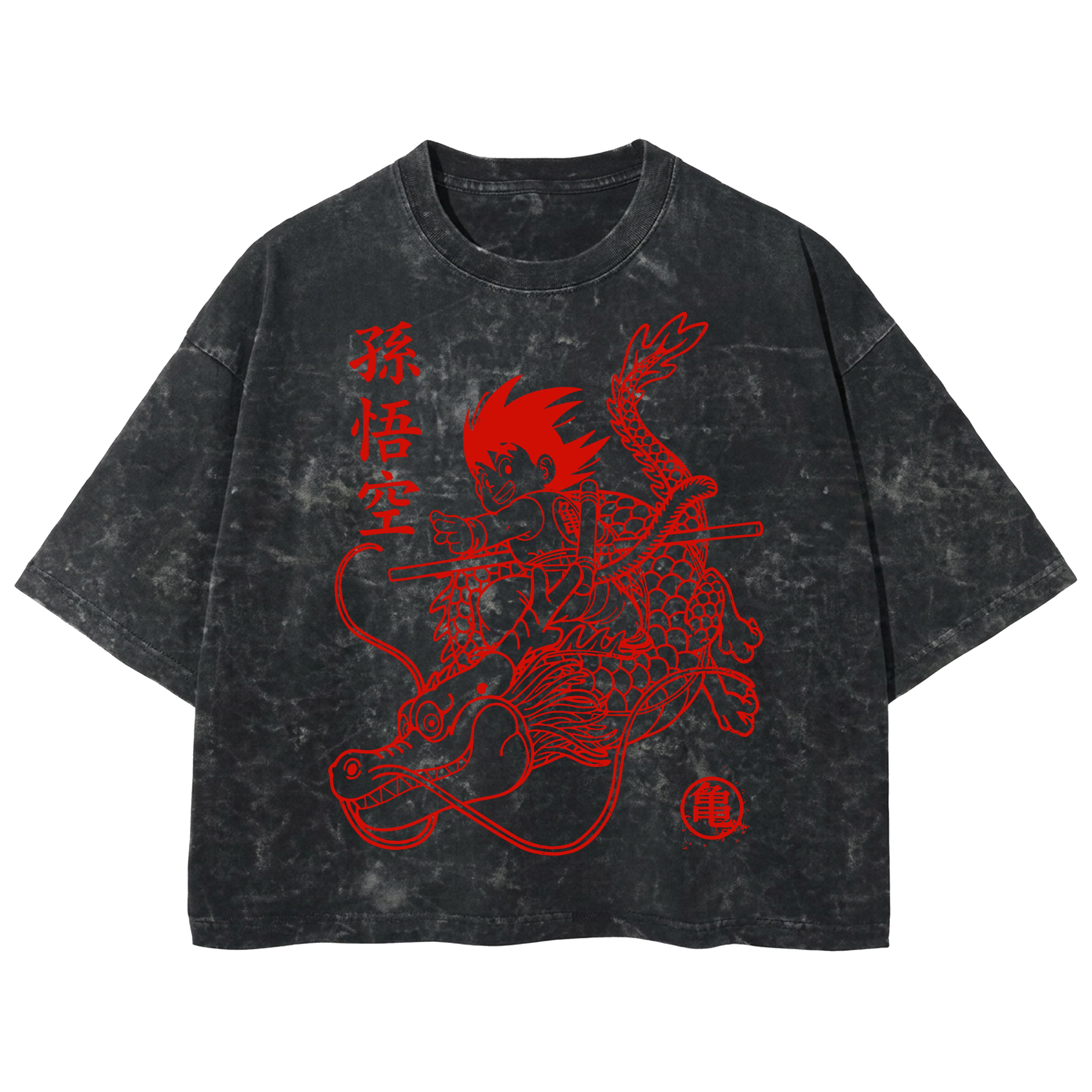 Playera streetwear premium de anime y gaming ExtraLife MX, corte boxy deluxe mineral wash heavyweight en color Acid Wash, moda urbana mexicana de culto.