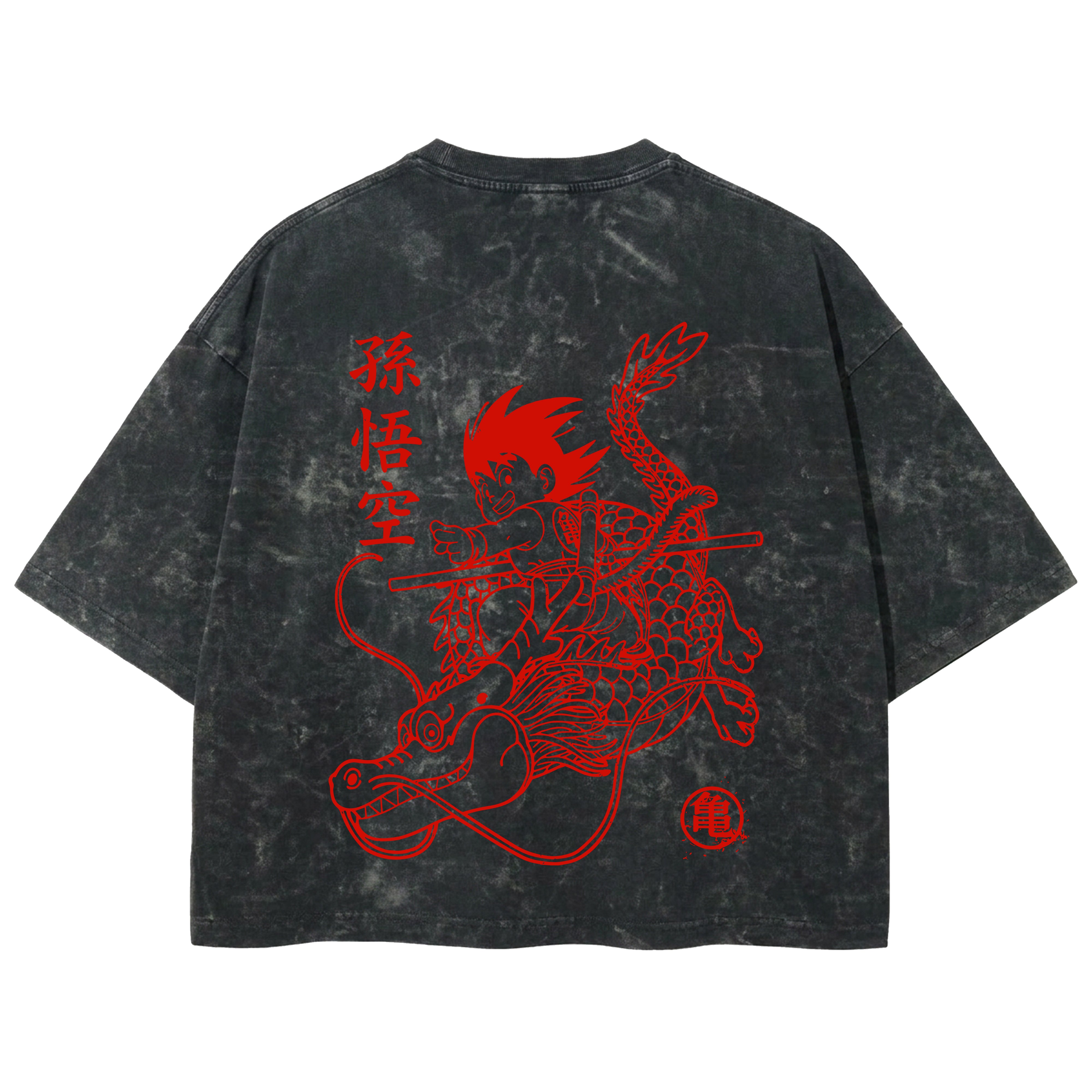 Playera streetwear premium de anime y gaming ExtraLife MX, corte boxy deluxe mineral wash heavyweight en color Acid Wash, moda urbana mexicana de culto.