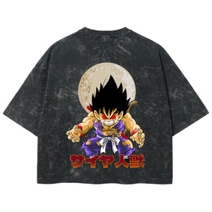 Playera streetwear premium de anime y gaming ExtraLife MX, corte boxy deluxe mineral wash heavyweight en color Acid Wash, moda urbana mexicana de culto.