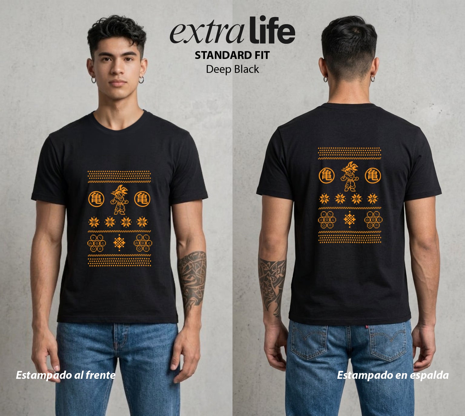 El Poder de las Esferas | Guerrero de las Estrellas #00793 - Playera Standard Fit | Deep Black - Foto en modelo
