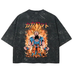 Playera streetwear premium de anime y gaming ExtraLife MX, corte boxy deluxe mineral wash heavyweight en color Acid Wash, moda urbana mexicana de culto.