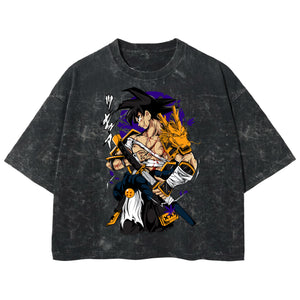 Playera streetwear premium de anime y gaming ExtraLife MX, corte boxy deluxe mineral wash heavyweight en color Acid Wash, moda urbana mexicana de culto.