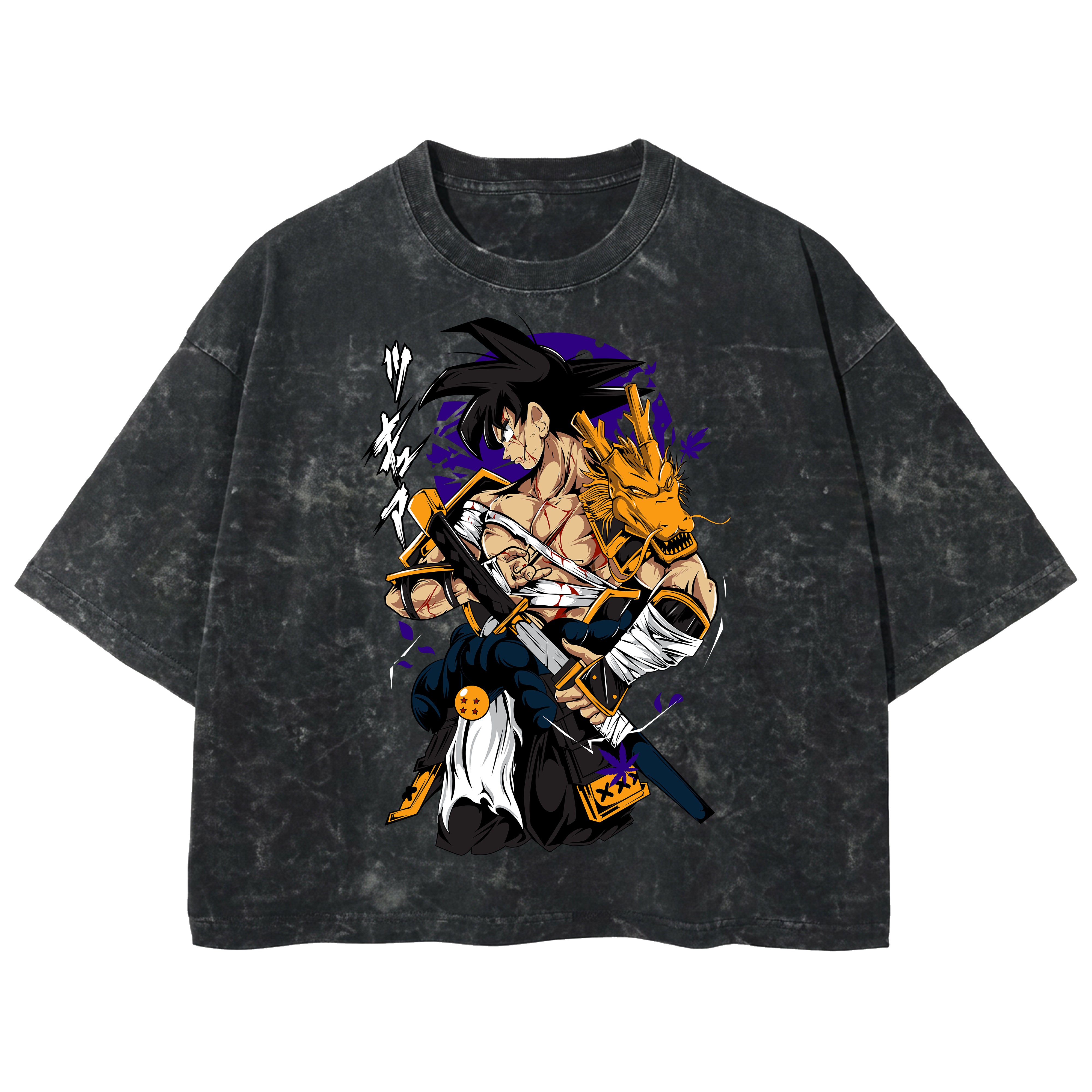 Playera streetwear premium de anime y gaming ExtraLife MX, corte boxy deluxe mineral wash heavyweight en color Acid Wash, moda urbana mexicana de culto.